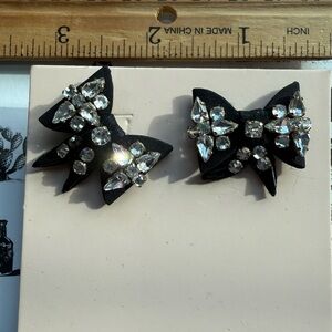 Mignonne Gavigan Black Bow Crystal Earrings